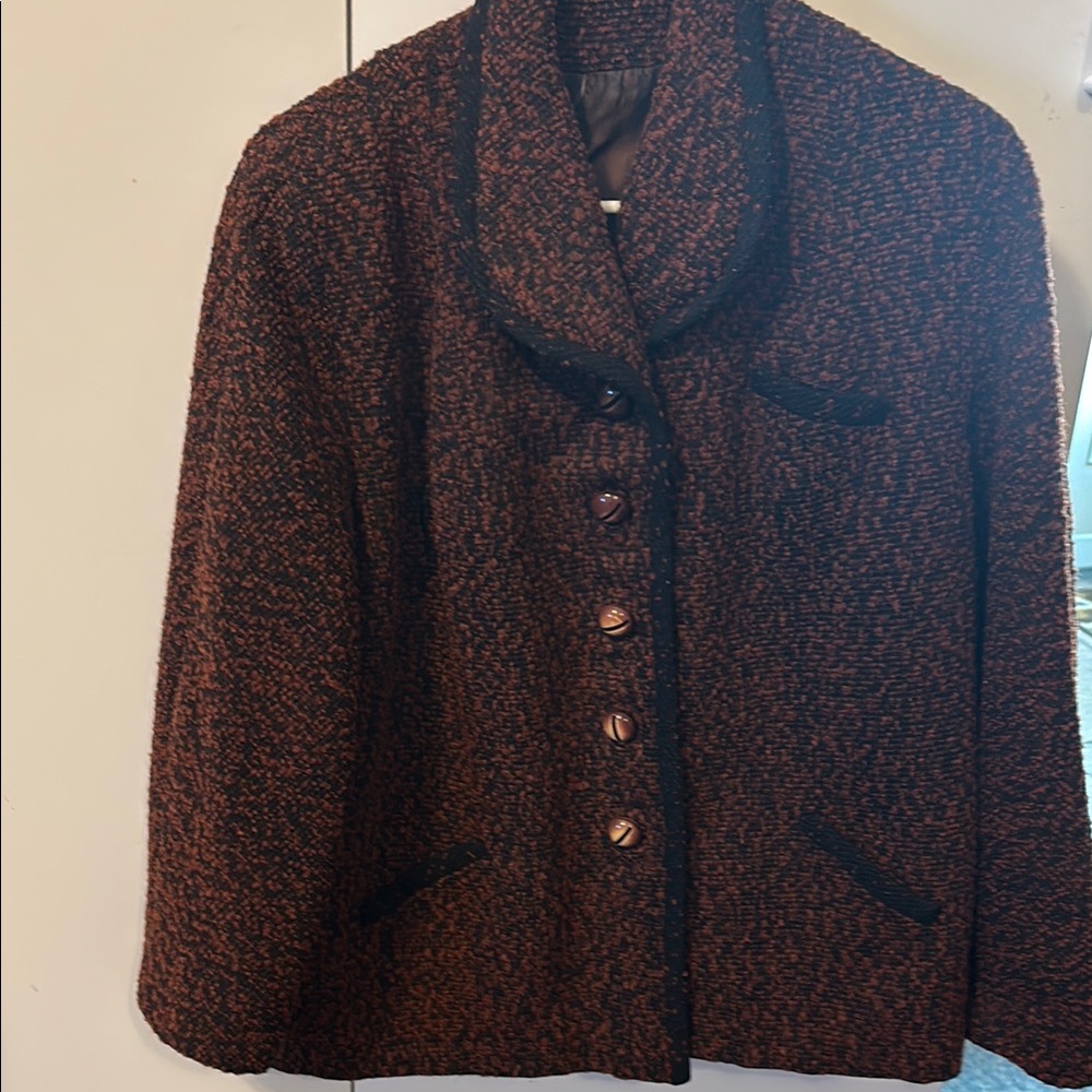 Vintage B Altman short black and brown tweed blazer/coat